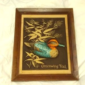 Vintage Handmade Quilted Fabric, Matted and Framed